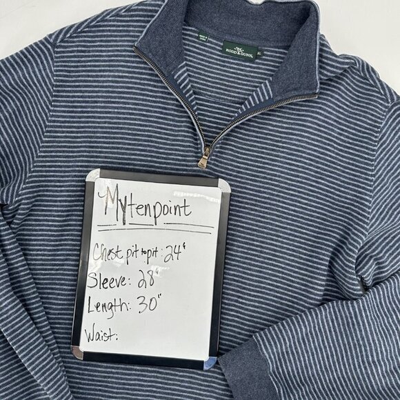 Rodd & Gunn Navy Striped 1/4 Zip Cotton Relaxed Hem Classic Preppy XL Sweater - Picture 5 of 5